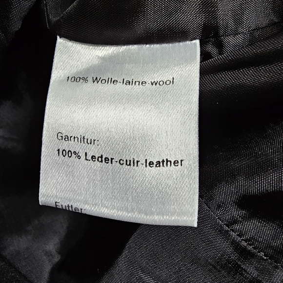 Akris Punto black wool military jacket blazer leather trim mono pinstripe 8 - Picture 11 of 12
